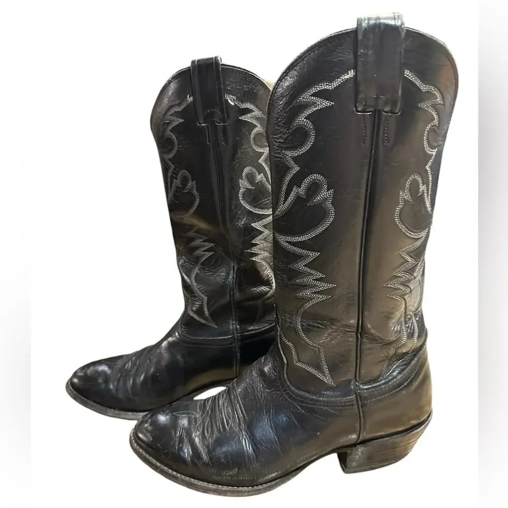 Nocona Boots Black Leather Western Boots Mens Size 8EE